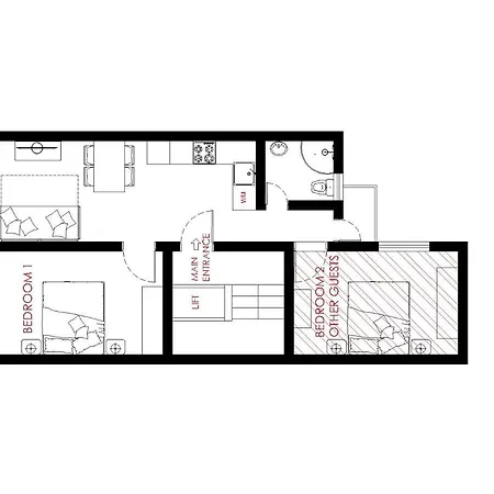 F1 1 Lovely Room, Bathroom And Living Shared Habitación en casa particular *